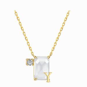 Luxurious necklace with 2 stone pendant-Letter "Y"